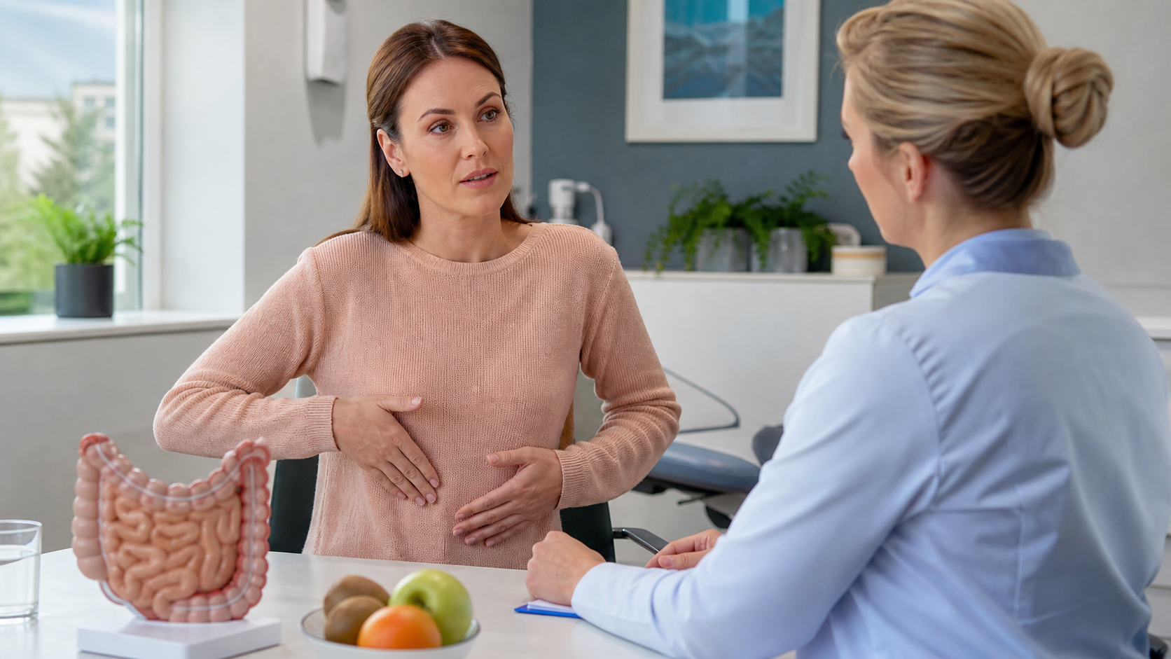 A patient discussing inflammatory bowel disease with a healthcare professional