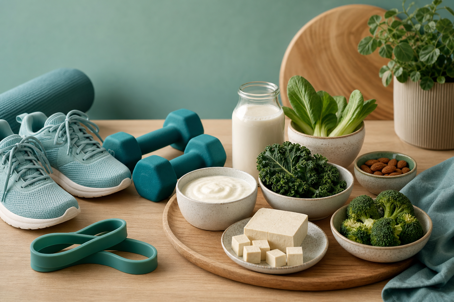 Light weights, walking shoes and calcium-rich foods for low bone density support